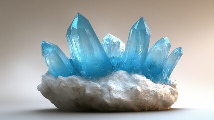 Blue Crystals on White Rock Formation with Bright Natural Light