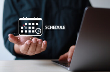 Personal planner or management tool Schedule icon available on virtual screen for scheduling meeting plans agenda in event information appointments and agendas.