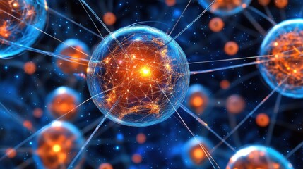 Fototapeta premium Futuristic Abstract Concept of Connected Energy and Data in Universes