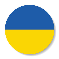 The flag of Ukraine. Flag icon. Standard color. Round flag. Computer illustration. Digital illustration. Vector illustration.