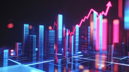 Dynamic financial growth indicators business sector digital graph visualization futuristic environment close-up view economic progress insight