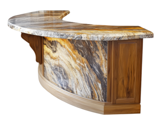 Elegant marble top on rustic wooden table, a blend of natural beauty and functional design