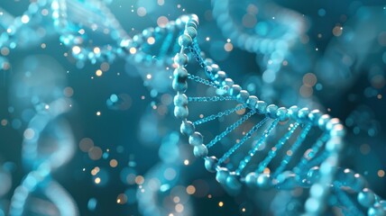 Biomedical research in genetics and drug development, close up on genetic sequencing, molecule model wallpaper banner background