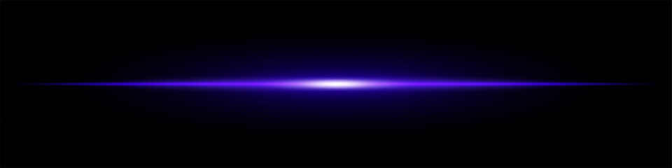 Bright blue horizontal light beam on a black background. Glowing laser effect creating a futuristic and sci-fi aesthetic. Suitable for technology, energy, speed, and digital design themes