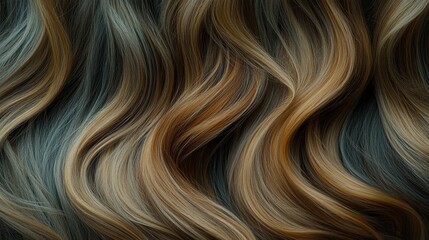 Flowing Hair Texture with Brown and Dark Highlights and Waves