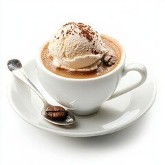 Served with a scoop of gelato melting into the coffee