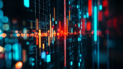 Dynamic financial market trends analysis virtual trading environment infographic visualization modern technology perspective data interpretation concept