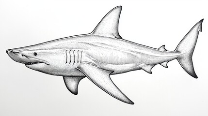 Naklejka premium Realistic Illustration of a Majestic Shark Swimming in Ocean Waters