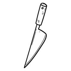 Hand drawn doodle kitchen knife on white background.