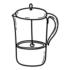 Hand drawn doodle teapot on white background.