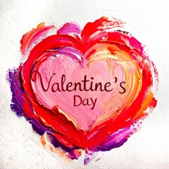 Heart drawn with colors with the inscription Valentine's Day