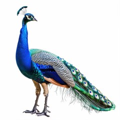 Obraz premium Vibrant peacock displaying its colorful feathers.