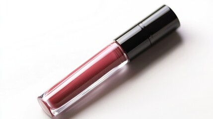 Matte liquid lipstick tube with a transparent side, isolated on the white background