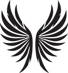 Bold High-Contrast Black Silhouette of Symmetrical Wings Vector

