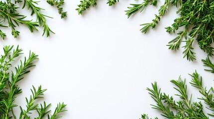 Fresh Green Herbs Arranged on a White Background for Kitchen Use