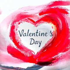 Heart drawn with colors with the inscription Valentine's Day