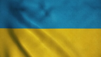 Ukraine National Flag waving in wind. Realistic Ukraine flag background. 3d illustration