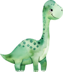 Naklejka premium Cute cartoon watercolor dinosaur, prehistoric animal predator tyrannosaurus. 