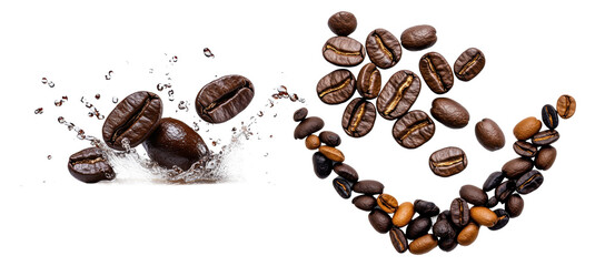 Obraz premium roasted coffee beans isolated on transparent background 