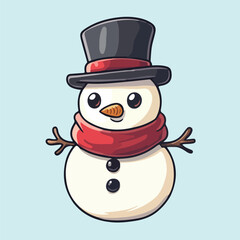 A cute snowman stand in floor vector illustration 