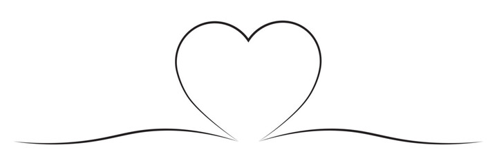 one line Heart icon hand drawn. Heart line art vector.