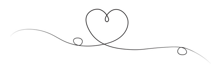 Heart line art decorative element, elegant, valentine banner design.