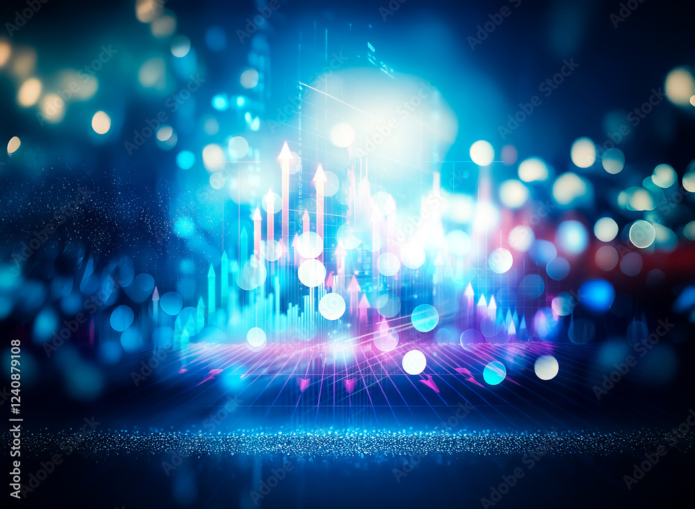 Fototapete abstract dark blue background with blurred bokeh lights, creating a dreamy, ethereal atmosphere. a s