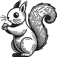 Squirrel vector in black and white