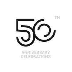 50 years anniversary logo design on white background for celebration event. 50th celebration emblem.