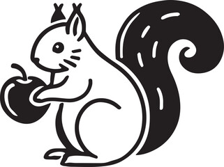 Squirrel vector in black and white