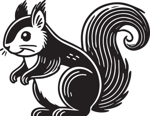 Squirrel vector in black and white