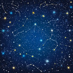 Fototapeta premium Abstract cosmic background with glowing constellations and deep starry textures. Ideal for digital designs, branding, or posters. Created with vibrant colors and a mix of digital