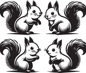 Squirrel vector in black and white