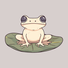 Cartoon frog with a bow sitting on a leaf vector illustration 