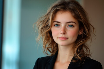 Fototapeta premium young businesswoman, office background