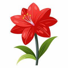 A vibrant red flower with green leaves, showcasing natural beauty and elegance.