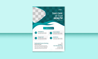 Modern Medical Flyer Design Template for Healthcare Services.