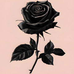 Dark rose illustration showcasing the beauty of generative AI art on a soft background. Generative...