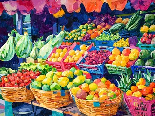 Fruit Market Painting
