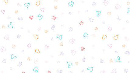 pastel color pattern with hearts on white background. Vector illustration.