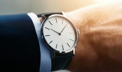 Elegant Wristwatch on Businessmans Hand