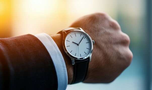 Elegant Wristwatch on Businessmans Hand