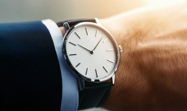 Elegant Wristwatch on Businessmans Hand