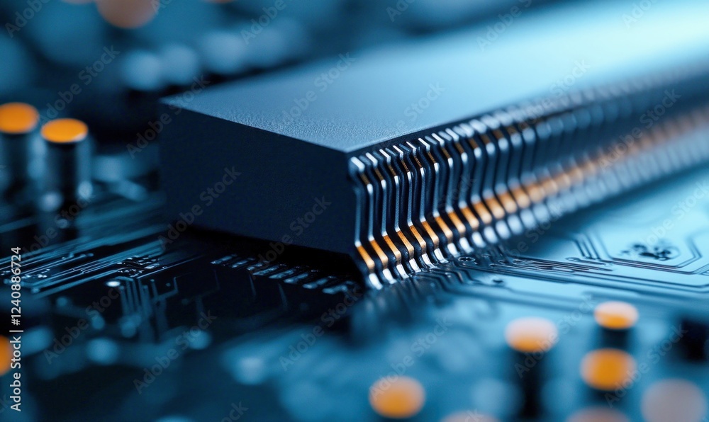Poster detailed macro closeup of computer processor architecture