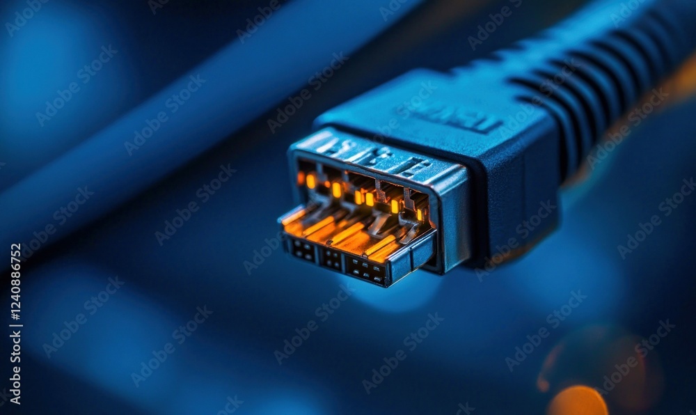 Poster detailed macro closeup of ethernet port on computer