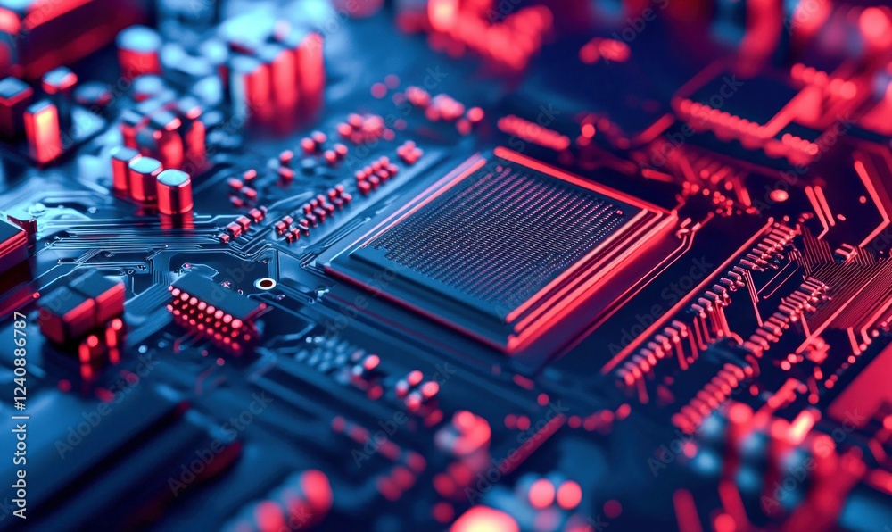 Poster detailed macro closeup of computer processor architecture