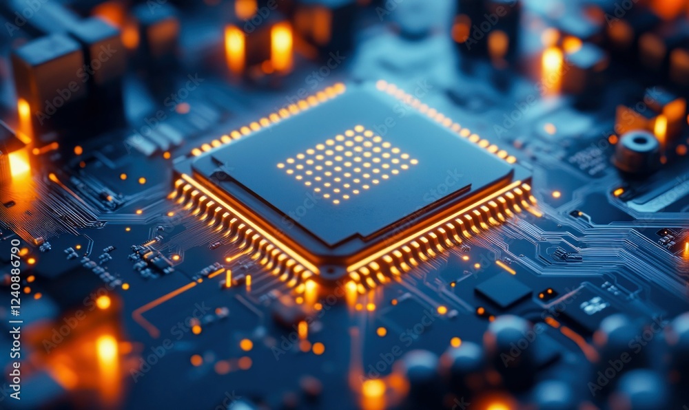 Poster detailed macro closeup of computer processor architecture