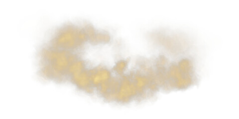 Bright Golden Smoke Cloud Illustration. Fantastic golden smoke. Magic smoke. Smog cloud on podium or stage. Fog vapor over ground or water surface, magic haze. Magic smoke, magic fog, golden steam PNG