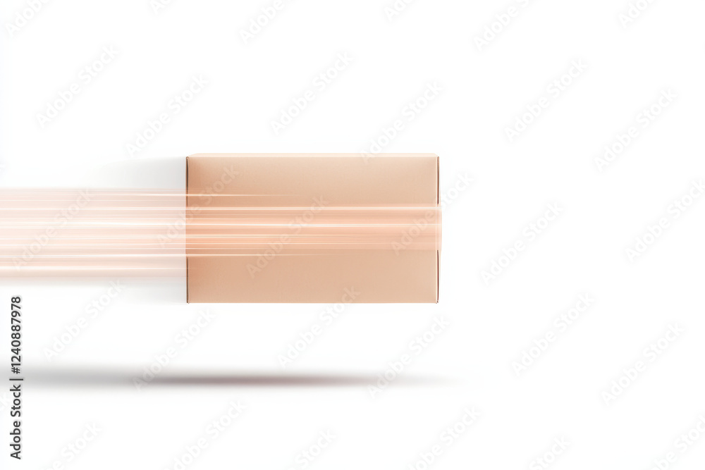 Poster dynamic movement of a flat design object against a minimalist background in a modern setting