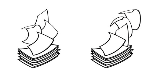 Cartoon empty paper blank or note leaf, leaflet or page. Curled letter or document, blank page flying papers. Paper sheet falling or falling down. Falling curl, loose soar of notes with curled edges.